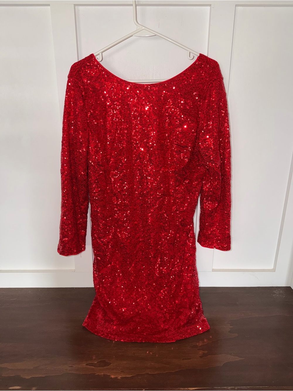Amazon Red Sequin Long Sleeve Mini Dress